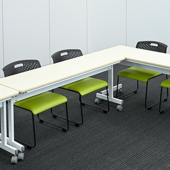 ミーティングチェア 4脚セット スタッキングチェア 完成品 取っ手付き YAMAZEN(山善)