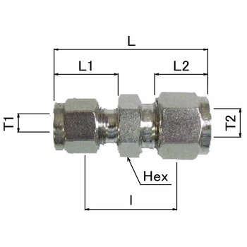 SUS316Lステンレス製 ダブルフェルール式チューブ継手 異径 フレヤードユニオン - 群協製作所