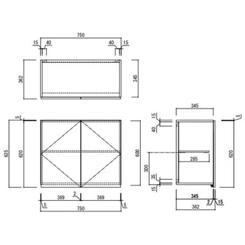 KLH 吊戸棚 間口750mm アイオ産業