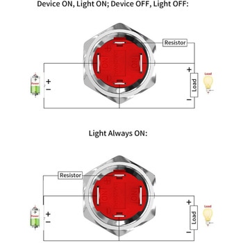 LED防水プッシュスイッチ 13A モーメンタリー式 赤色 - マリンテック