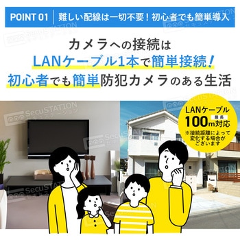 SecuSTATION DZシリーズPoE8ch録画装置+500万画素防犯カメラ4台セット SecuSTATION