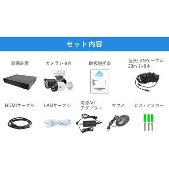 SecuSTATION DZシリーズPoE8ch録画装置+500万画素防犯カメラ4台セット SecuSTATION