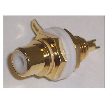 ホワイト シャーシ マウント 金メッキ Phono RCA メス ジャック MULTICOMP