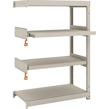 軽中量ボルトレス棚M1．5型(150kgタイプ、高さ1200mm、2段、スライド2段タイプ) TRUSCO