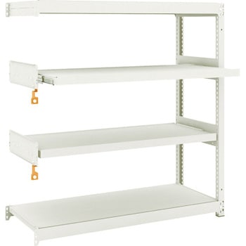 軽中量ボルトレス棚M1．5型(150kgタイプ、高さ1200mm、2段、スライド2段タイプ) TRUSCO