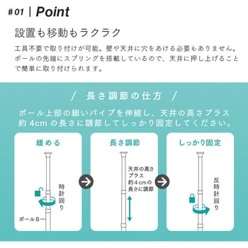 洗濯機横の室内物干しポール アイメディア 物干し スタンド 通販モノタロウ