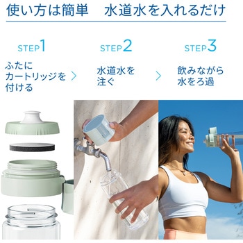 ブリタ 水筒 ボトル型浄水器 モーヴローズ：600ml カートリッジ 2個付き ブリタ・ジャパン