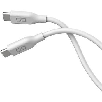 柔らかいシリコンケーブル C to C(Type-C/USB-C) 100W USB PD 1m ホワイト CIO