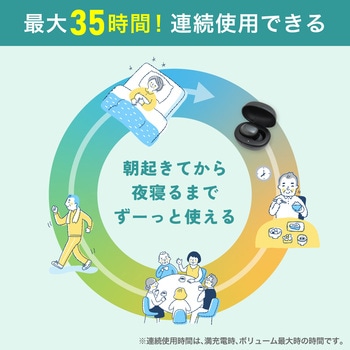 集音器 イヤリスチャージ イヤホン型片耳 充電式 片耳密閉タイプ 電池交換不要 自動で電源ON 5段階音量調節 ブラック - ELPA
