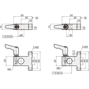 クサビアタッチTレバー付(角シャフト用) - 岩田製作所