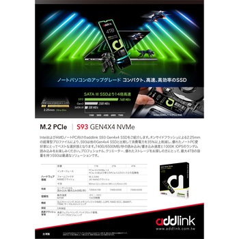 内蔵SSD PCIe NVMe S93 addlink