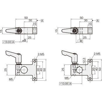 クサビアタッチTレバー付(角シャフト用) - 岩田製作所