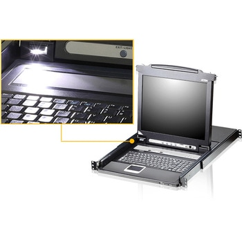 8ポート PS/2-USB VGA デュアルスライド LCD KVMドロワー(ロングレールキット) - ATEN