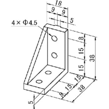 アルミフレーム System20 用アングルブラケット(片側突起無し) - 青木精密工業