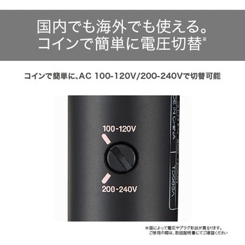 ヘアドライヤー マイナスイオン 折りたたみ 海外対応 軽量 電圧切替可(100-120V⇔200-240V) Cタイプ変換プラグ付 ブラック テスコム