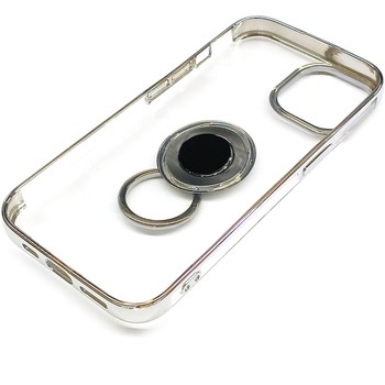 iPhone15Pro 耐衝撃メタリックTPUフレームリング付き背面クリアケース エアージェイ