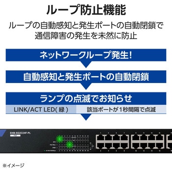 スイッチングハブ LANハブ Giga対応 1000/100/10Mbps 金属筐体 AC電源 ファンレス 静音 エレコム