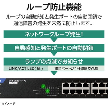 スイッチングハブ LANハブ レイヤー2 Giga対応 PoE アンマネージ 1000/100/10Mbps 金属筐体 エレコム