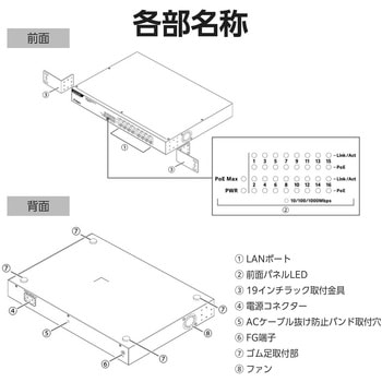 スイッチングハブ LANハブ レイヤー2 Giga対応 PoE アンマネージ 1000/100/10Mbps 金属筐体 エレコム