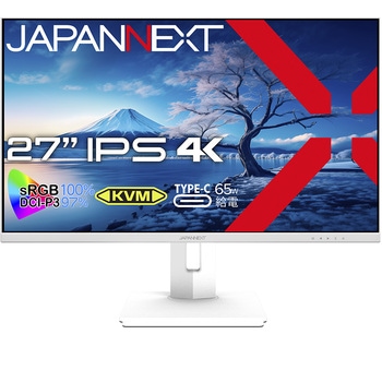 液晶ディスプレイ 27型/3840×2160/DP×1、HDMI×1、USB-C×1/ホワイト/スピーカー有/2年保証 JAPANNEXT