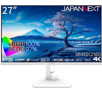 液晶ディスプレイ 27型/3840×2160/DP×1、HDMI×1、USB-C×1/ホワイト/スピーカー有/2年保証 JAPANNEXT