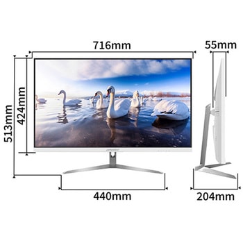 液晶ディスプレイ 31.5型/3840×2160/HDMI×3、DP×1/ホワイト/スピーカー無/2年保証 JAPANNEXT