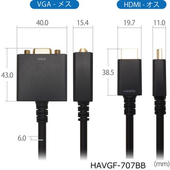 HDMI→VGA変換アダプタ 15cm HDMIオス to VGAメス ホーリック