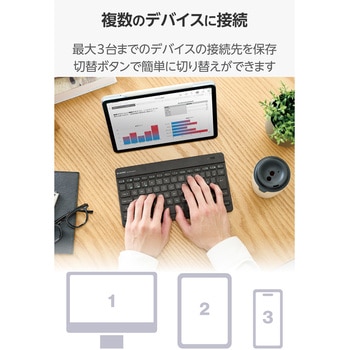 キーボード 無線 Bluetooth パンタグラフ式 ミニサイズ テンキーレス コンパクト 薄型 充電式 マルチペアリング(3台) 日本語配列 Slint ガンメタリック エレコム