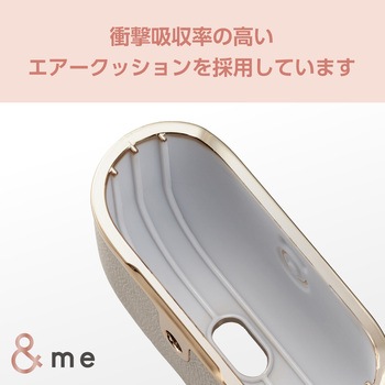 AirPods 第3世代 ケース ソフトレザー 衝撃吸収 落下防止 カラビナ付 サイドメッキ加工 &me エレコム