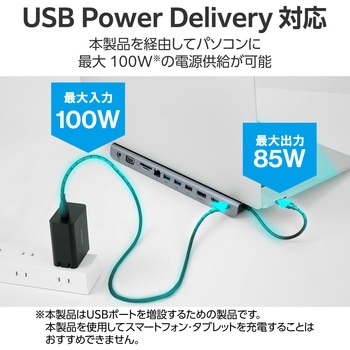 TypeC ドッキングステーション ハブ 11-in-1 PD 85W出力 【Windows Mac iPad 等対応】 エレコム