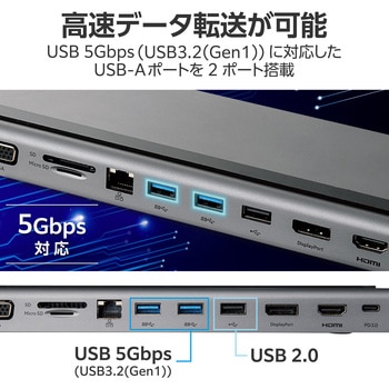 TypeC ドッキングステーション ハブ 11-in-1 PD 85W出力 【Windows Mac iPad 等対応】 エレコム