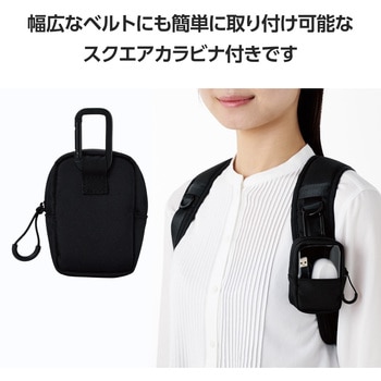 イヤホンケース ワイヤレスイヤホン ナイロン ポーチ カラビナ付き 耐衝撃 透明窓付き エレコム