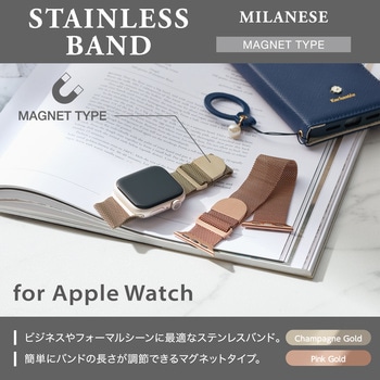 アップルウォッチバンド SE(第2/第1世代)/Series9 8 7 6 5 4 3 2 1 ステンレス マグネット ベルト エレコム