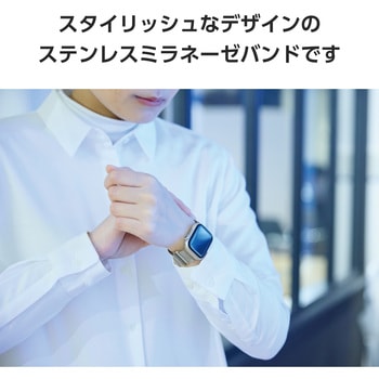 アップルウォッチバンド SE(第2/第1世代)/Series9 8 7 6 5 4 3 2 1 ステンレス マグネット ベルト エレコム