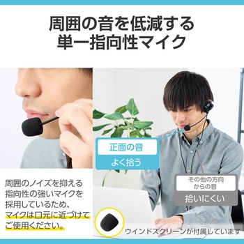ヘッドホン ヘッドセット マイク付き 有線 USB タイプC接続 USB-A変換ケーブル付 両耳ネックバンドタイプ ミュートスイッチ付き 単一指向性 折りたたみ式 コンパクト テレワーク WEB会議 オンライン授業 ブラック エレコム
