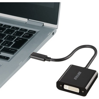 ディスプレイ変換アダプタ USB Type-C - DVI ブラック BUFFALO(バッファロー)