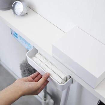 トイレ棚下収納ラック タワー ブラック 山崎実業