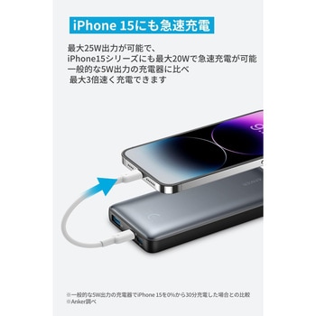 Anker Power Bank (10000mAh， 25W， 3 Port) ブラック Anker(アンカー)