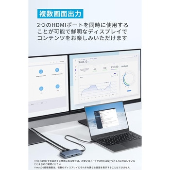 A83720A1 Anker 343 USB-C ハブ (7-in-1, Dual 4K HDMI) Anker A83720A1 Anker 343 USB-C ハブ (7-in-1, Dual 4K HDMI) Anker