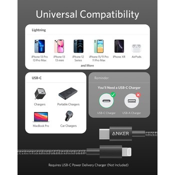 Anker 高耐久ナイロン USB-C & ライトニング ケーブル 1.0m Anker(アンカー)