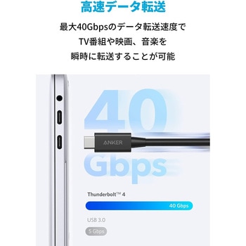Anker USB-C & USB-C Thunderbolt 4 100W ケーブル 0.7m Anker(アンカー)