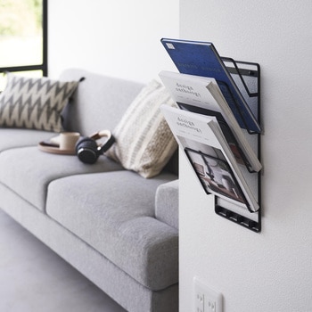 石こうボード壁対応ウォールタブレットホルダー タワー 4段 ホワイト 山崎実業