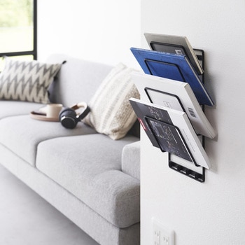 石こうボード壁対応ウォールタブレットホルダー タワー 4段 ホワイト 山崎実業