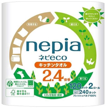 ネピアネピecoキッチンタオル2．4倍巻 王子ネピア