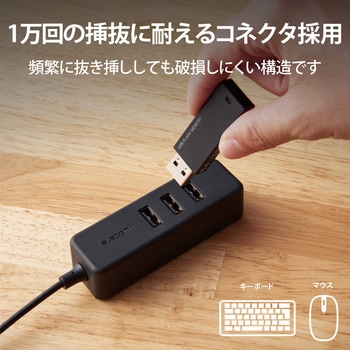 USBハブ タイプC USB2.0 USBメス × 3ポート マグネット付 PC給電 セルフパワー バスパワー エレコム