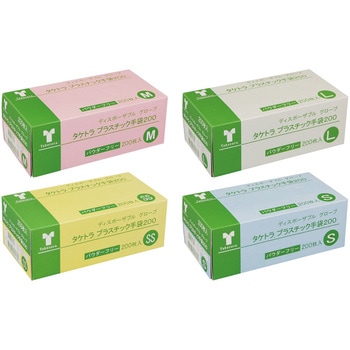 タケトラプラスチック手袋200枚 パウダーフリー 竹虎