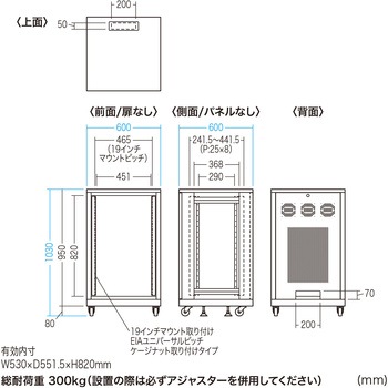 19インチサーバーラック_(18U)メッシュパネル仕様 サンワサプライ