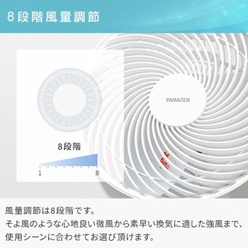 サーキュレーター DCモーター 40畳対応 上下左右首振り 静音 風量8段階 YAMAZEN(山善)