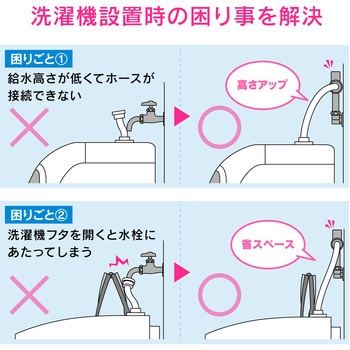 これエエやん  壁ピタ 狭い隙間にも使える 洗濯機用水栓(ストッパー付き) GAONA(ガオナ)