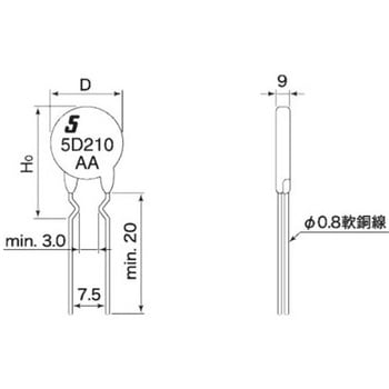 サーミスタ NTC 5Ω 1袋 10個入 SEMITEC